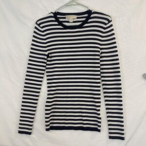 Michael‎ Michael Kors Sweater Womens Medium Black White Ribbed Striped Crewneck